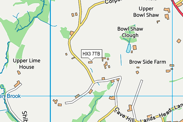 HX3 7TB map - OS VectorMap District (Ordnance Survey)