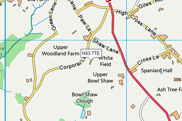 HX3 7TE map - OS VectorMap District (Ordnance Survey)