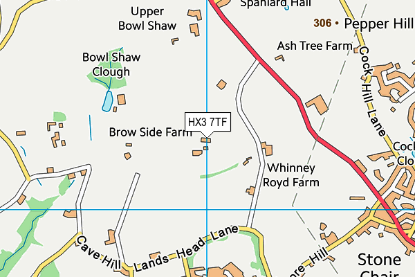 HX3 7TF map - OS VectorMap District (Ordnance Survey)