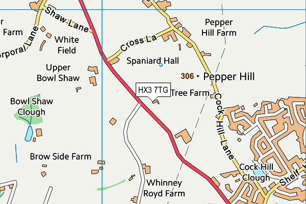 HX3 7TG map - OS VectorMap District (Ordnance Survey)