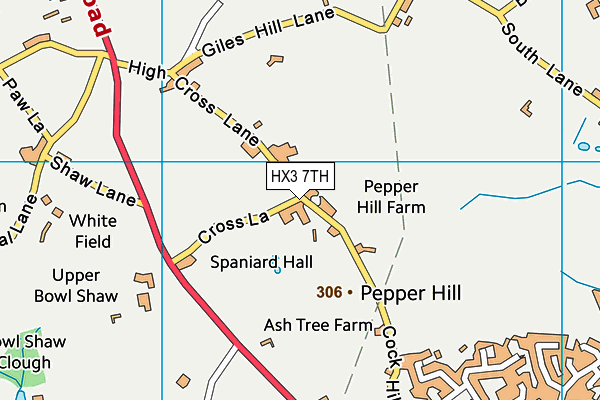 HX3 7TH map - OS VectorMap District (Ordnance Survey)