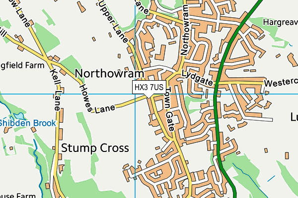 HX3 7US map - OS VectorMap District (Ordnance Survey)