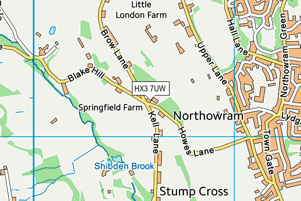 HX3 7UW map - OS VectorMap District (Ordnance Survey)