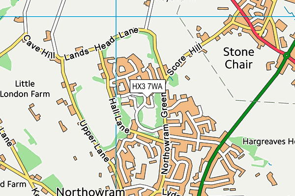 HX3 7WA map - OS VectorMap District (Ordnance Survey)