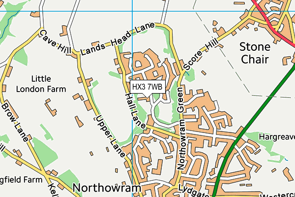 HX3 7WB map - OS VectorMap District (Ordnance Survey)