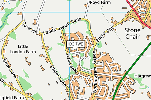 HX3 7WE map - OS VectorMap District (Ordnance Survey)