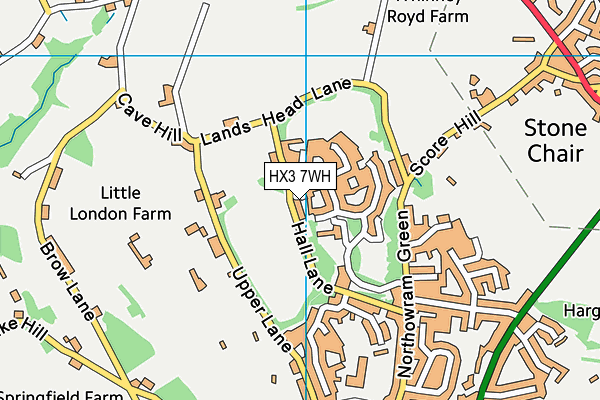 HX3 7WH map - OS VectorMap District (Ordnance Survey)