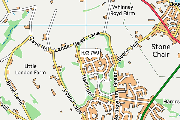 HX3 7WJ map - OS VectorMap District (Ordnance Survey)