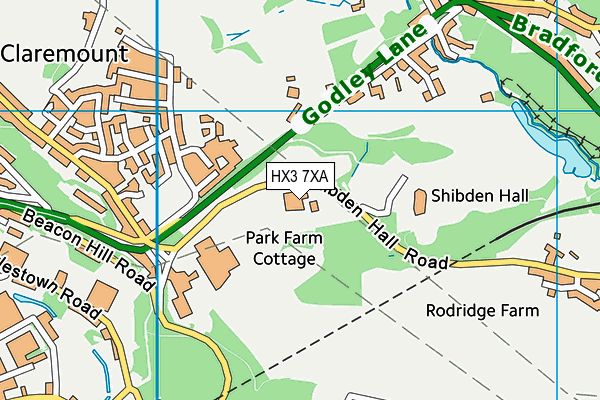 HX3 7XA map - OS VectorMap District (Ordnance Survey)