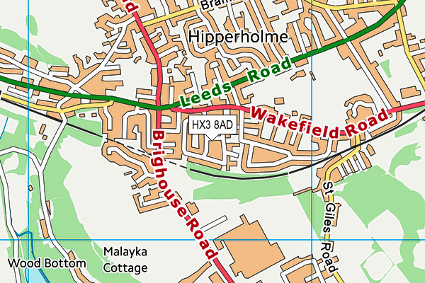 HX3 8AD map - OS VectorMap District (Ordnance Survey)