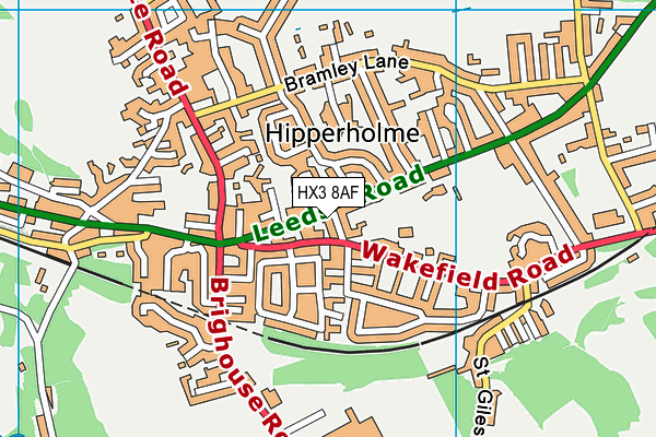 HX3 8AF map - OS VectorMap District (Ordnance Survey)