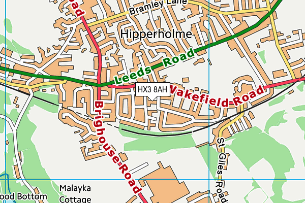 HX3 8AH map - OS VectorMap District (Ordnance Survey)