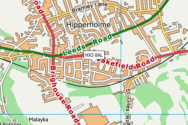 HX3 8AL map - OS VectorMap District (Ordnance Survey)