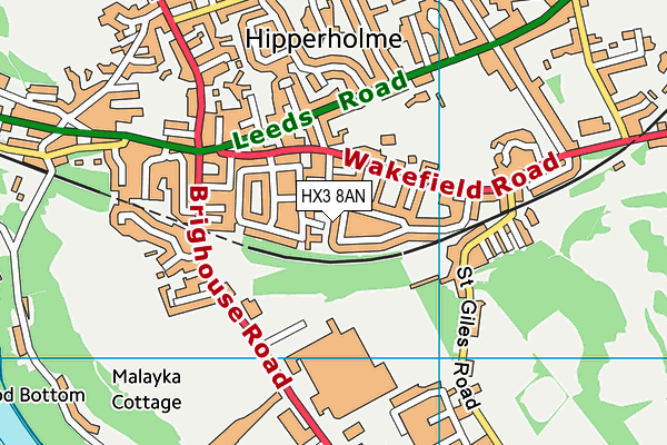 HX3 8AN map - OS VectorMap District (Ordnance Survey)