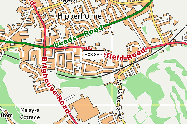 HX3 8AP map - OS VectorMap District (Ordnance Survey)