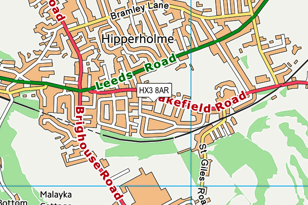 HX3 8AR map - OS VectorMap District (Ordnance Survey)