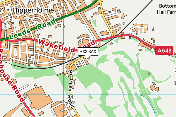 HX3 8AX map - OS VectorMap District (Ordnance Survey)