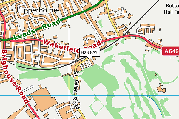 HX3 8AY map - OS VectorMap District (Ordnance Survey)