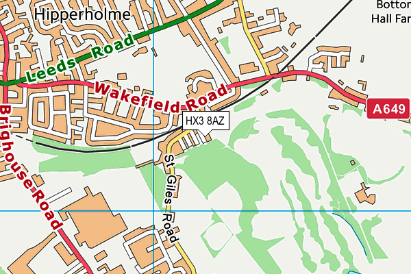 HX3 8AZ map - OS VectorMap District (Ordnance Survey)