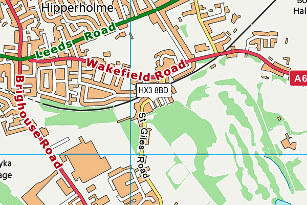 HX3 8BD map - OS VectorMap District (Ordnance Survey)