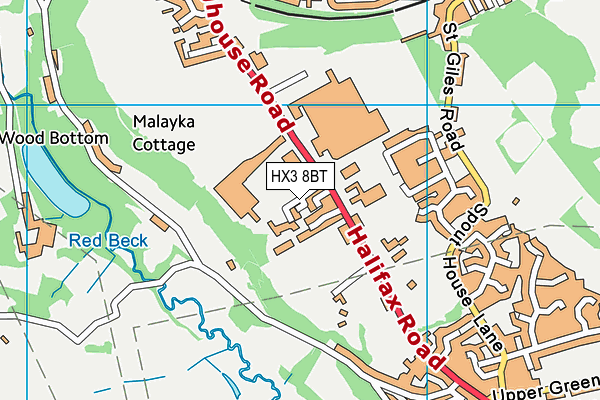 HX3 8BT map - OS VectorMap District (Ordnance Survey)