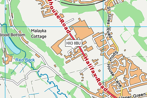 HX3 8BU map - OS VectorMap District (Ordnance Survey)