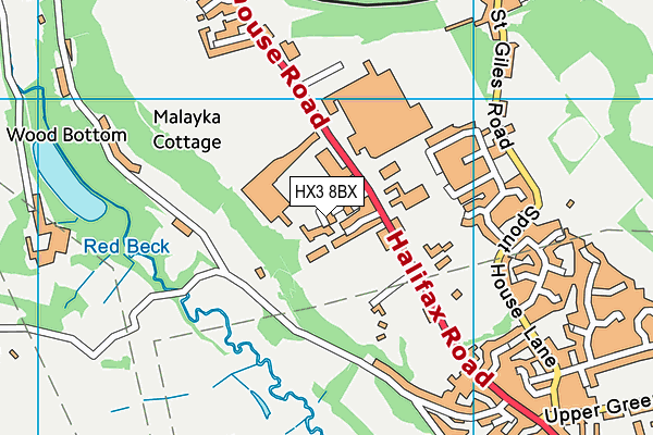 HX3 8BX map - OS VectorMap District (Ordnance Survey)