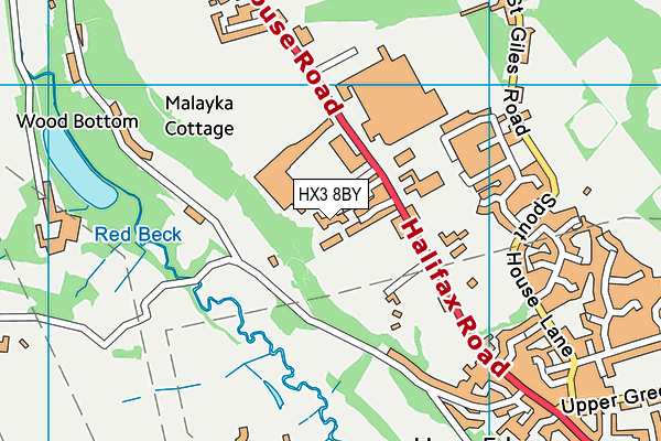 HX3 8BY map - OS VectorMap District (Ordnance Survey)