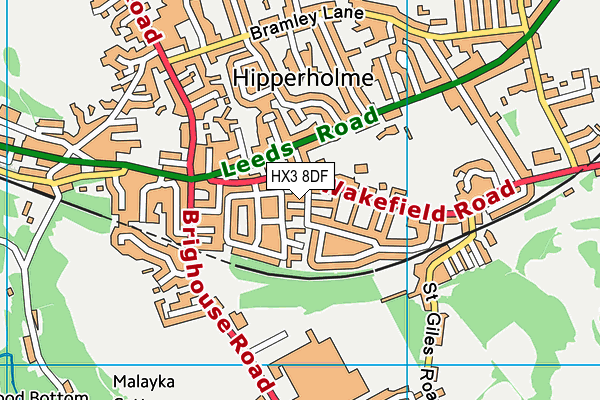 HX3 8DF map - OS VectorMap District (Ordnance Survey)