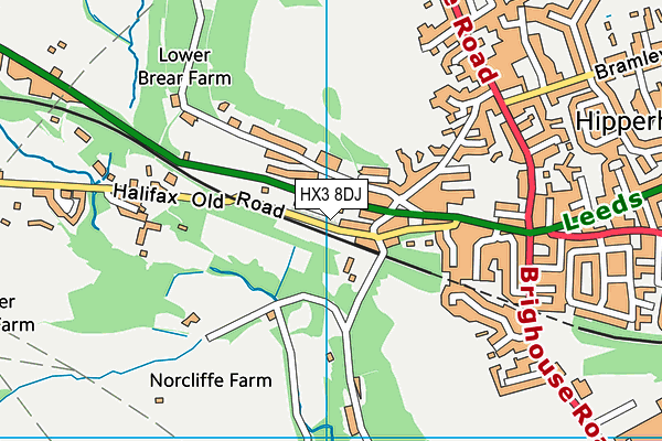 HX3 8DJ map - OS VectorMap District (Ordnance Survey)