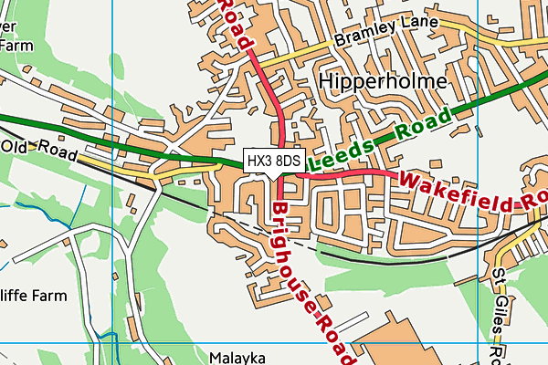 HX3 8DS map - OS VectorMap District (Ordnance Survey)