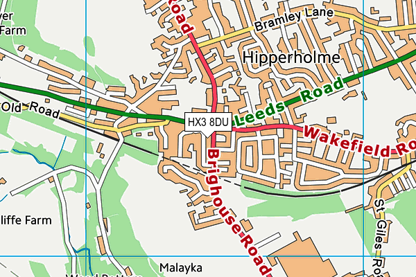 HX3 8DU map - OS VectorMap District (Ordnance Survey)