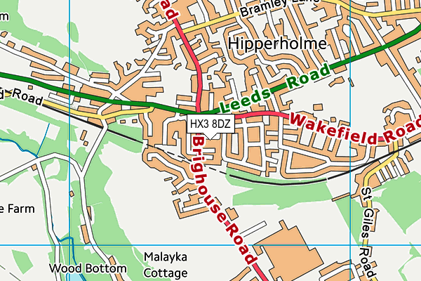 HX3 8DZ map - OS VectorMap District (Ordnance Survey)