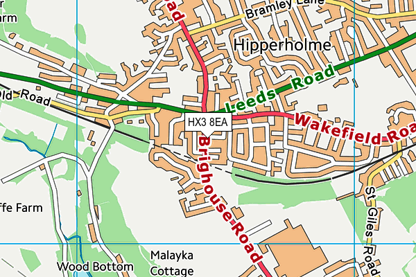 HX3 8EA map - OS VectorMap District (Ordnance Survey)
