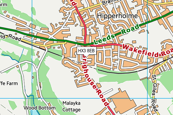 HX3 8EB map - OS VectorMap District (Ordnance Survey)