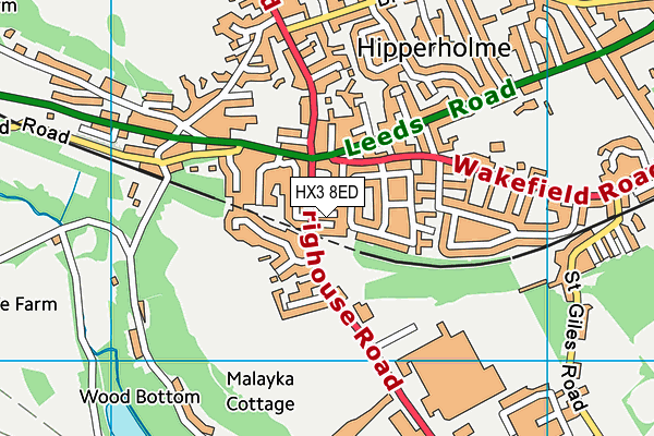 HX3 8ED map - OS VectorMap District (Ordnance Survey)