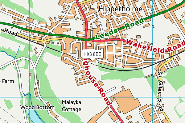 HX3 8EE map - OS VectorMap District (Ordnance Survey)