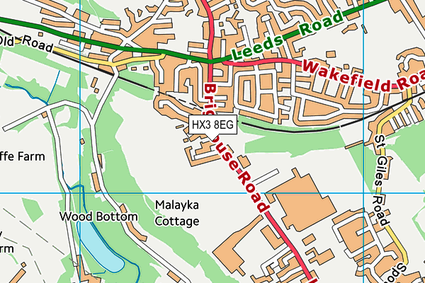 HX3 8EG map - OS VectorMap District (Ordnance Survey)