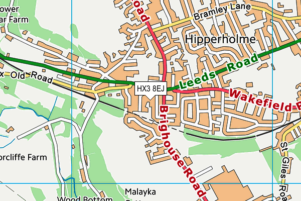 HX3 8EJ map - OS VectorMap District (Ordnance Survey)