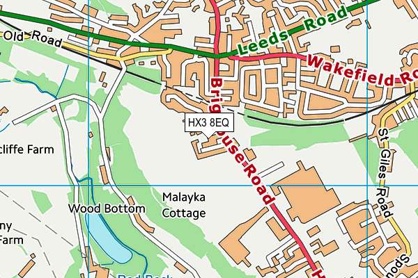 HX3 8EQ map - OS VectorMap District (Ordnance Survey)