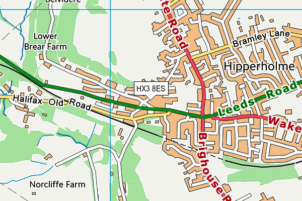 HX3 8ES map - OS VectorMap District (Ordnance Survey)