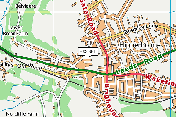 HX3 8ET map - OS VectorMap District (Ordnance Survey)