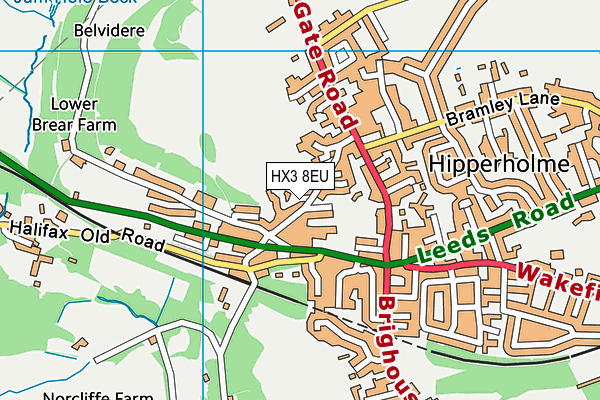 HX3 8EU map - OS VectorMap District (Ordnance Survey)