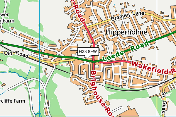 HX3 8EW map - OS VectorMap District (Ordnance Survey)