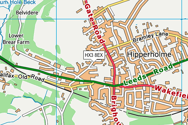 HX3 8EX map - OS VectorMap District (Ordnance Survey)