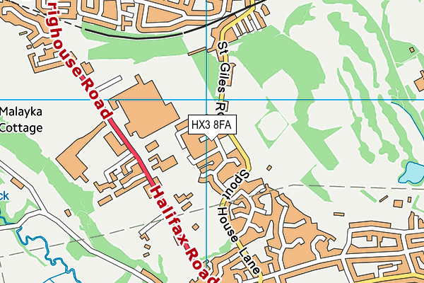 HX3 8FA map - OS VectorMap District (Ordnance Survey)