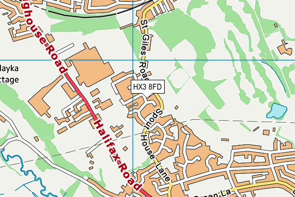 HX3 8FD map - OS VectorMap District (Ordnance Survey)