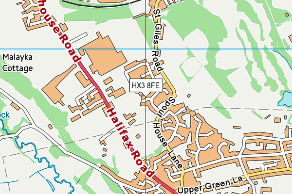 HX3 8FE map - OS VectorMap District (Ordnance Survey)