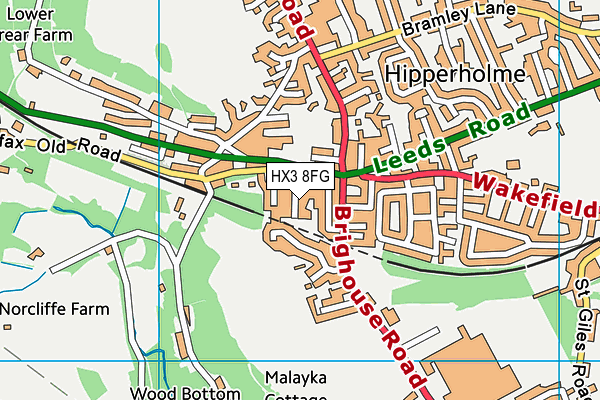 HX3 8FG map - OS VectorMap District (Ordnance Survey)