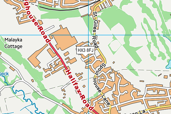 HX3 8FJ map - OS VectorMap District (Ordnance Survey)